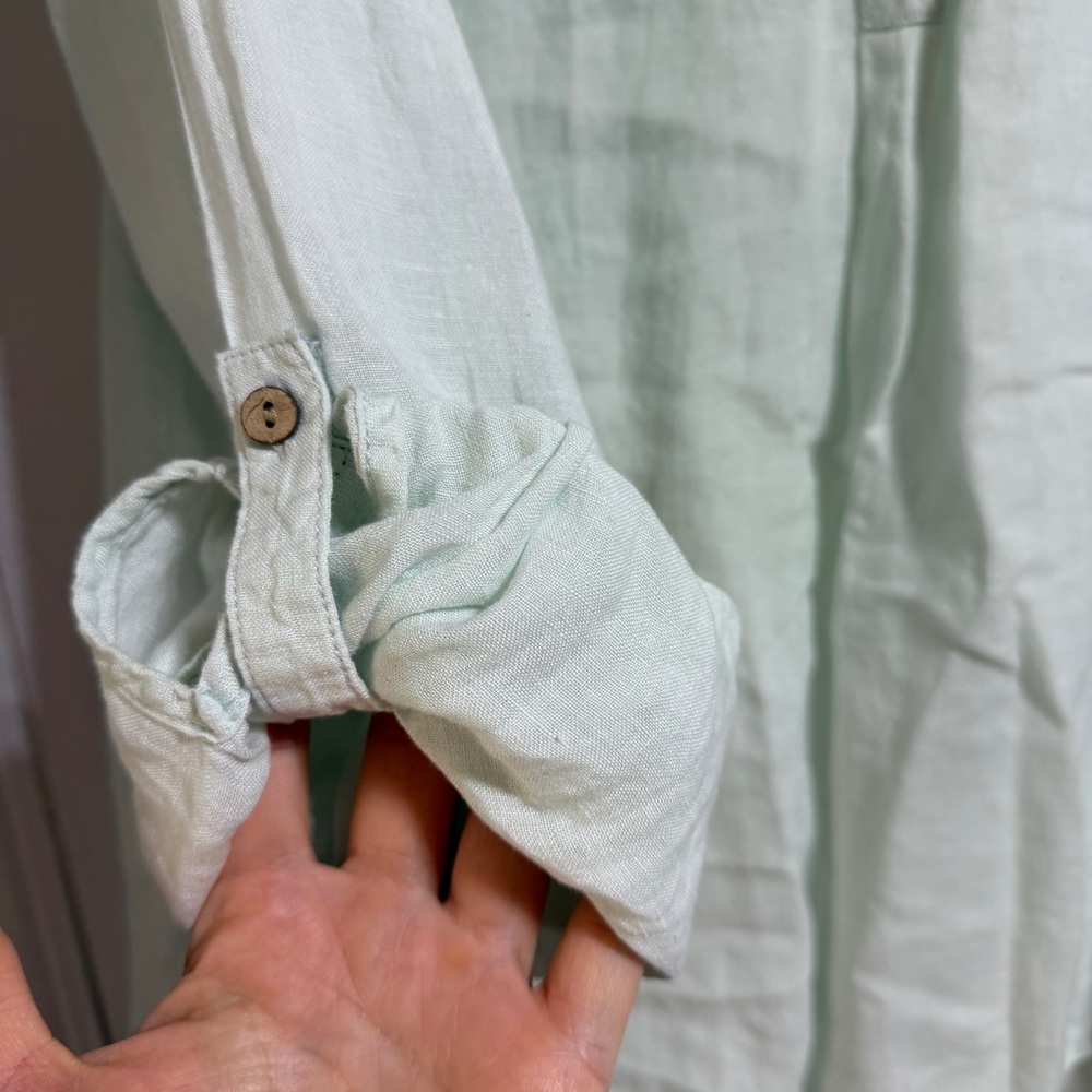 Sigurd Olsen mint green beach linen long rolled sleeve top size 3X - Picture 6 of 6